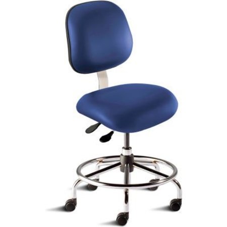 BIOFIT BioFit Antimicrobial Stool, 21"-28" Seat Height, Blue Vinyl - Chrome Steel Base - Elite Series EES-M-RC-T-XF-XA-C-P28542